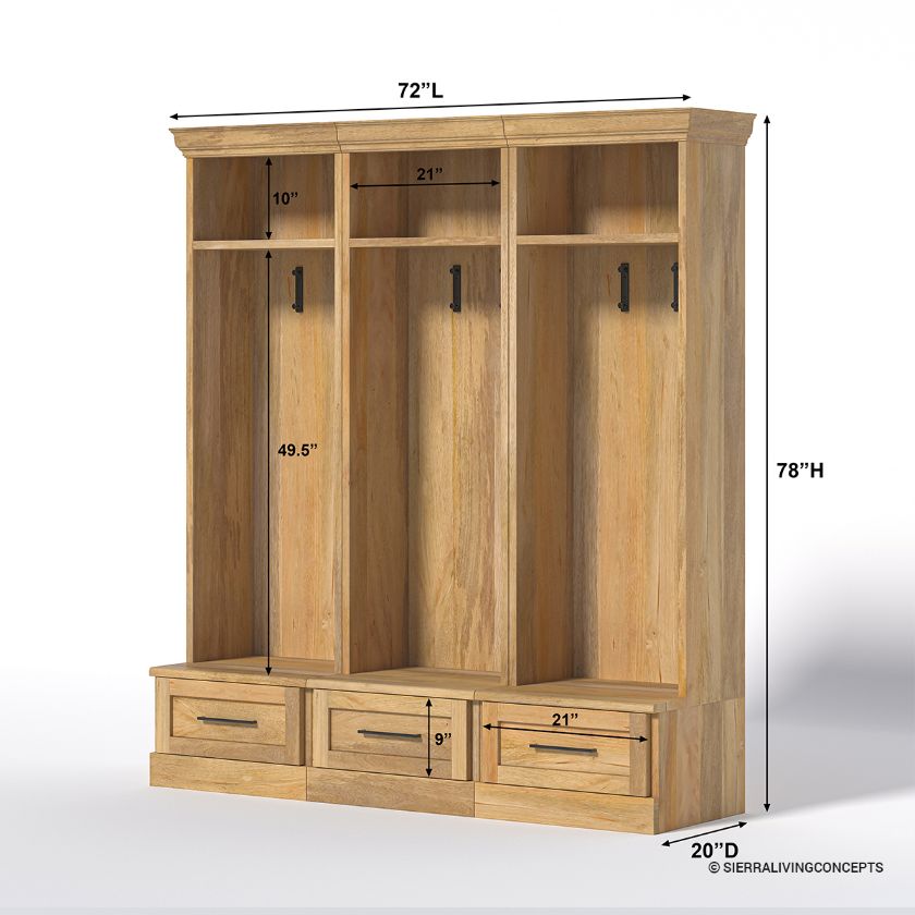 Jiufen Large Farmhouse Entryway Hall Tree with Storage Dimension Image