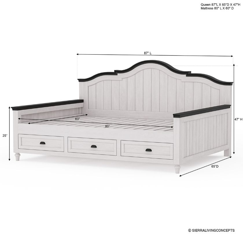 Girona Farmhouse Twin Daybed with Storage Drawers Size Image