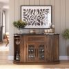 Picture of Blair Marble Top Curved Modern Bar Cabinet with Glass Doors
