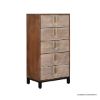 Picture of Creekside Geometric Rustic Tall 5 Drawer Dresser Chest 