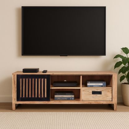 Picture of Silverstream Low Profile Media Console with Slatted Sliding Door (55")