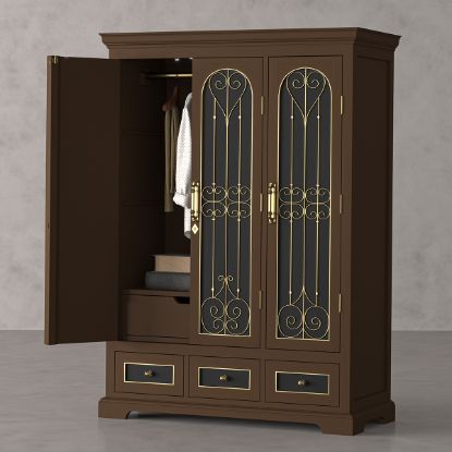 Picture of Alberta Mahogany Wood Armoire Wardrobe with Drawers