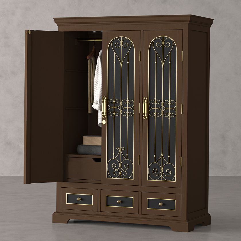 Picture of Alberta Mahogany Wood Armoire Wardrobe with Drawers