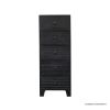 Picture of Edmonton Black 5 Drawer Solid Wood Tallboy Dresser 