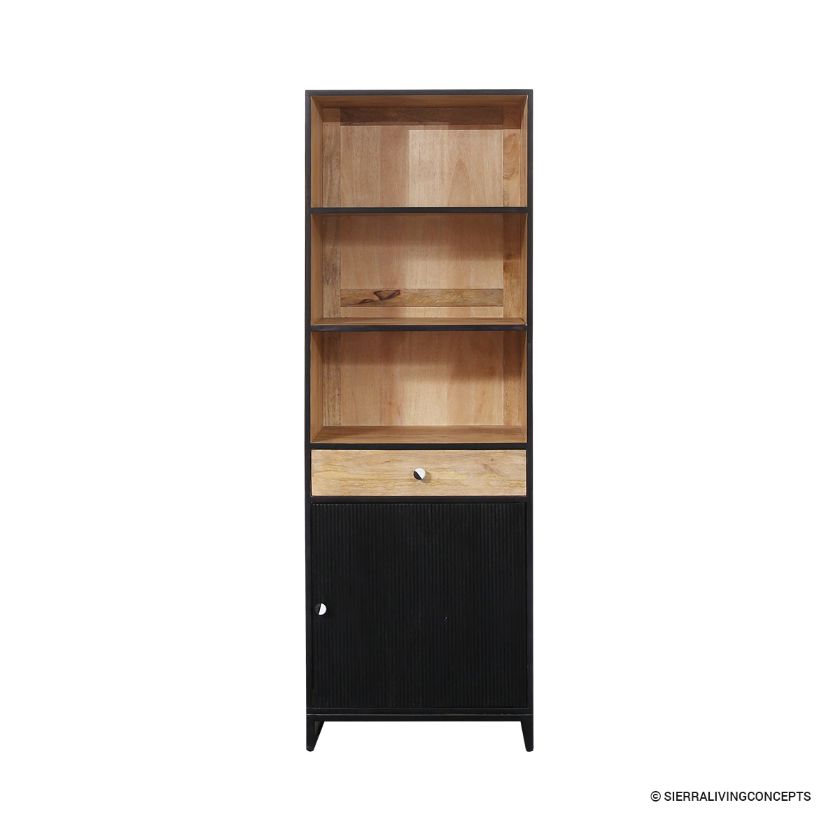 Arkansas Solid Wood Tall Bookshelf with Door Dimension Image