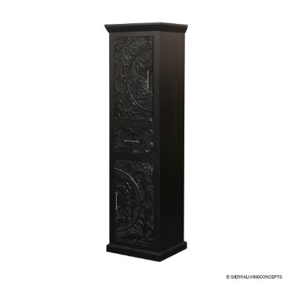 Picture of Croatia Traditional Carved Black Tall Office Storage Cabinet