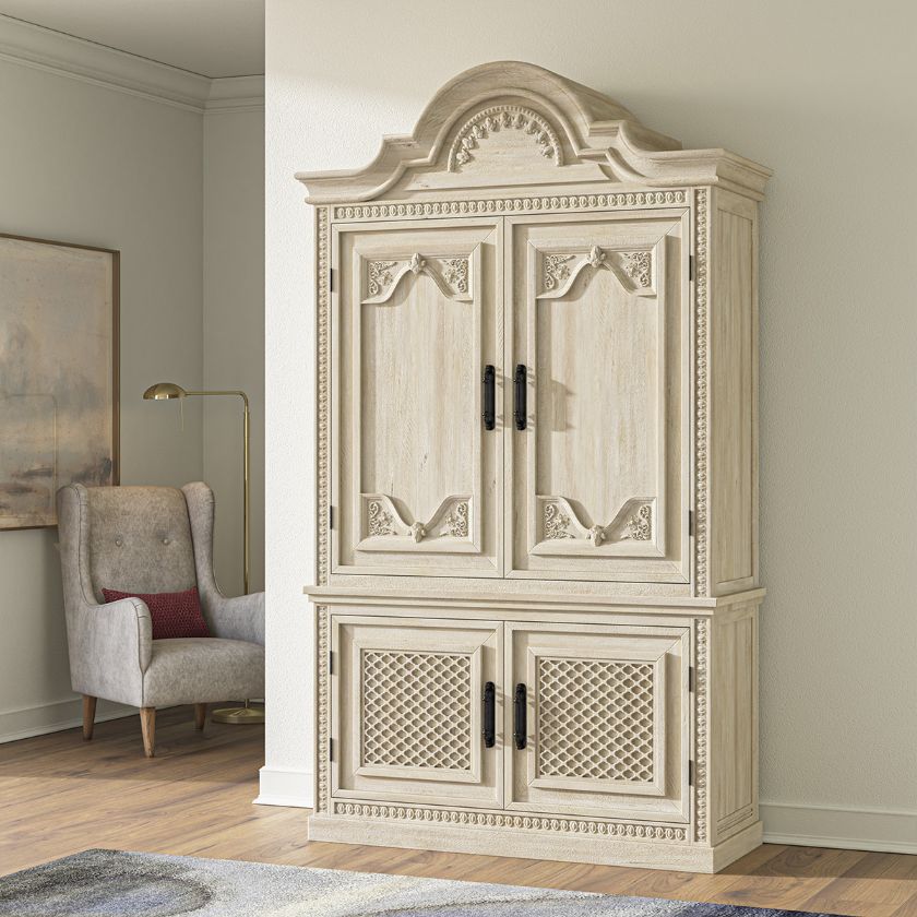 Picture of Pittsburg Large Solid Wood French Provincial Armoire Wardrobe