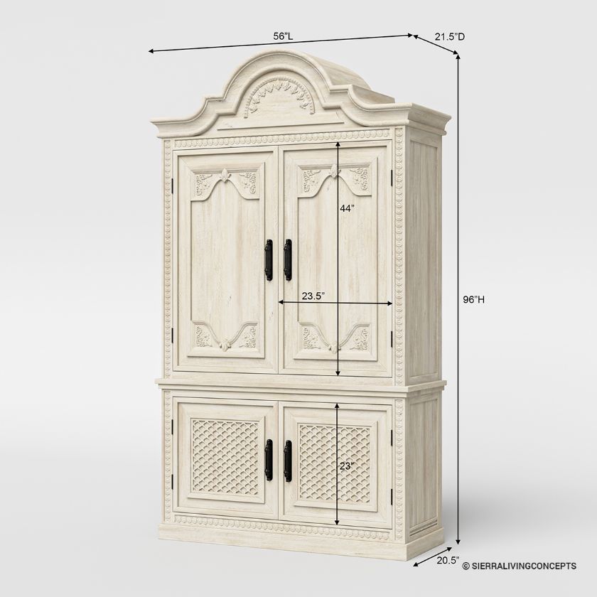 Pittsburg Large Solid Wood French Provincial Armoire Wardrobe Size Image