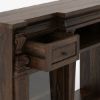 Picture of Tofino Carved Solid Wood Glass Door Media Console with Electric Fireplace Space (76")