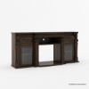 Picture of Tofino Carved Solid Wood Glass Door Media Console with Electric Fireplace Space (76")