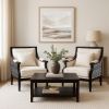 Picture of Black and White Mahogany Wood Upholstered Accent Armchair