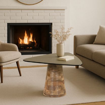 Picture of Mackenzie Curved Triangle Top Pedestal Coffee Table 