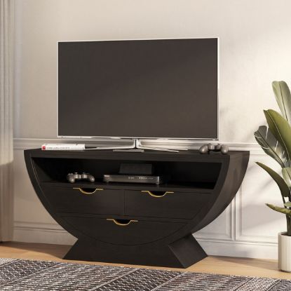 Calgary 60-inch Black Solid Wood TV Stand With Drawers