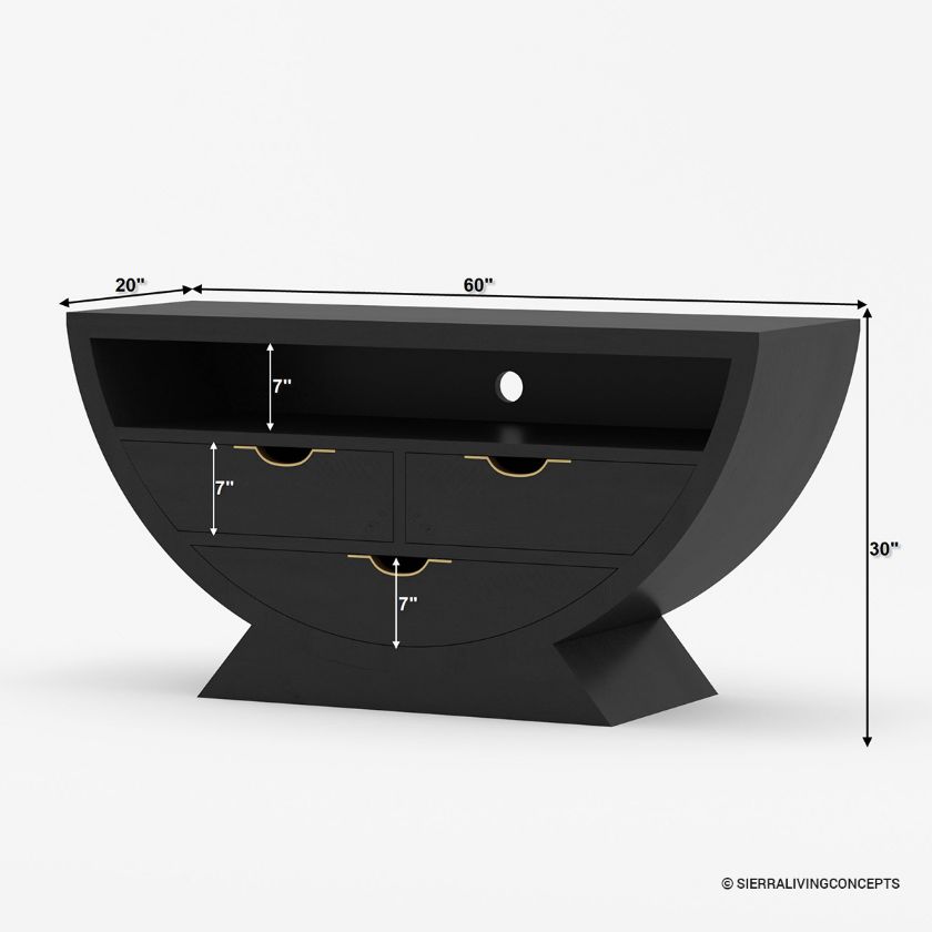 Calgary Half Moon Solid Wood Media Console (60