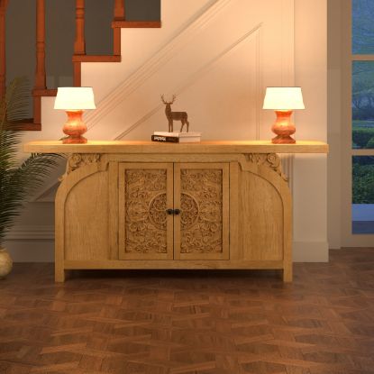 Picture of Gerrard Hand Carved Solid Wood Console Table with Storage