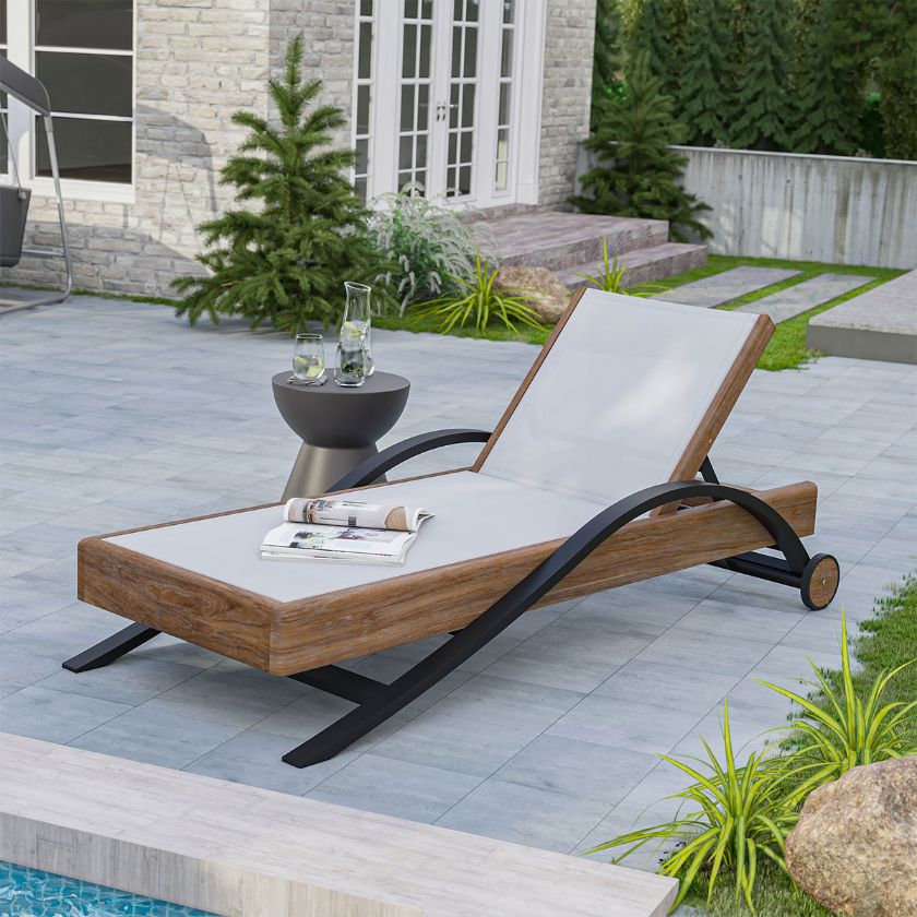 Picture of Terrace Black Modern Outdoor Chaise Lounge for Poolside