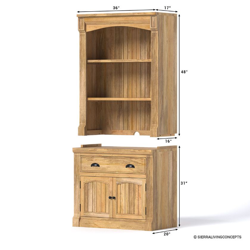 Quebec Solid Wood Bookcase with Door Dimension Image