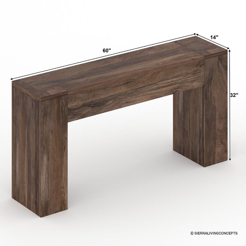 Mill Modern Rustic Wood Entryway Console Table Size Image