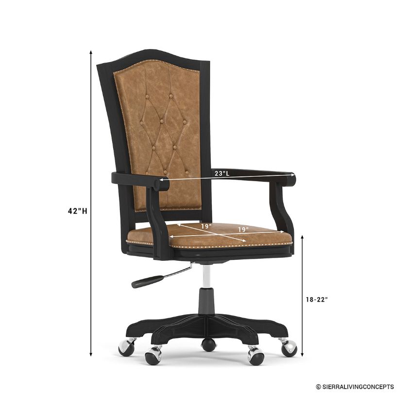 Westport Executive Leather Office Chair with Wheels Dimension Image