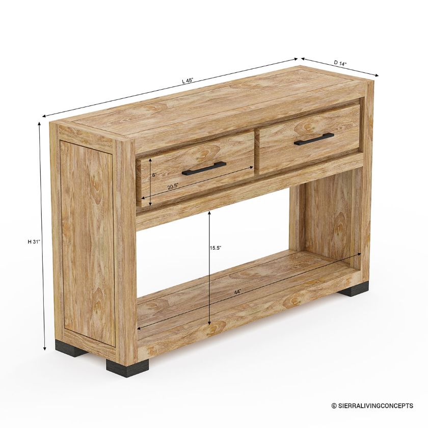 Oaso Modern Farmhouse Entryway Console Table with Drawers Size Image