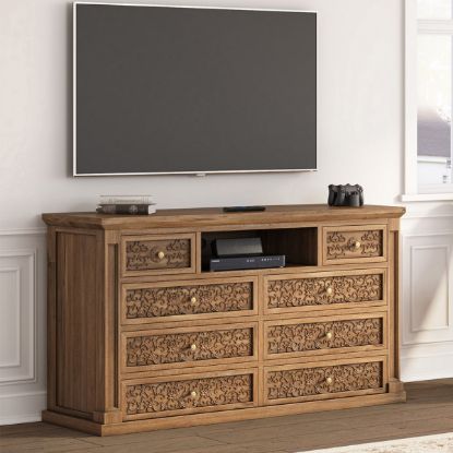 Cambie Solid Wood 8 Drawer Dresser TV Stand for Bedroom