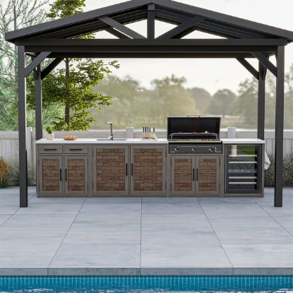 Picture of Whitby Modular 4 Pc Driftwood Outdoor Kitchen Set