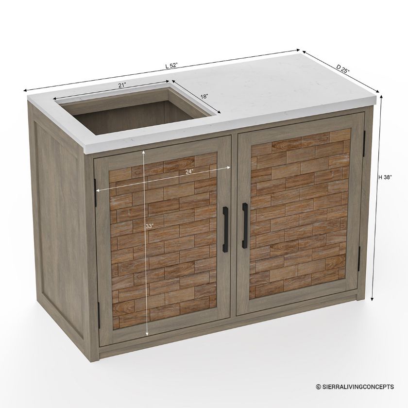 Whitby Outdoor Kitchen Cabinet With Sink Space Dimension Image