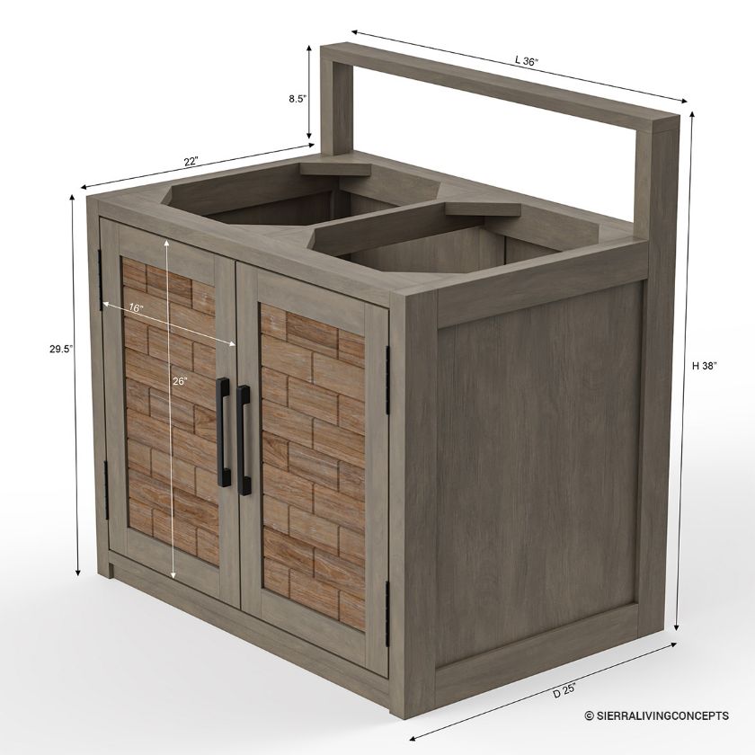 Whitby Outdoor Kitchen with Grill Space  Dimension Image