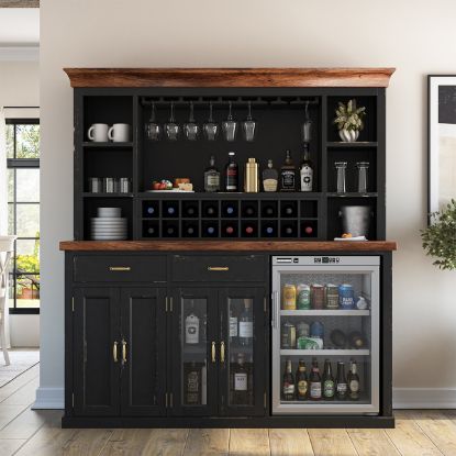 Picture of Hamilton Two Tone Back Bar Hutch with Fridge Space