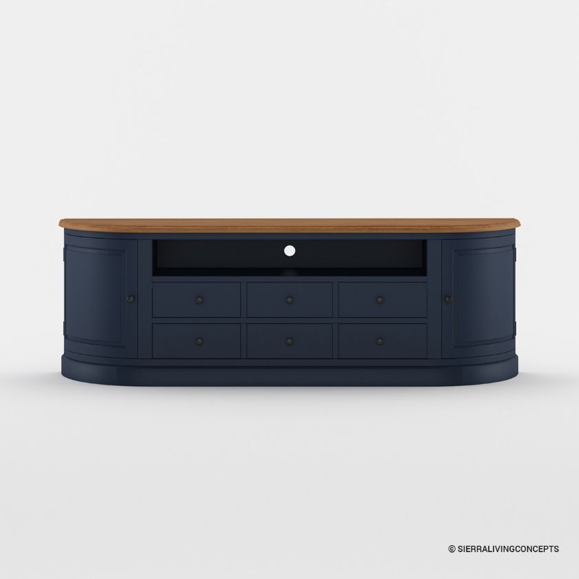 Peshtigo Two Tone Blue Solid Wood Media Console with Storage (55
