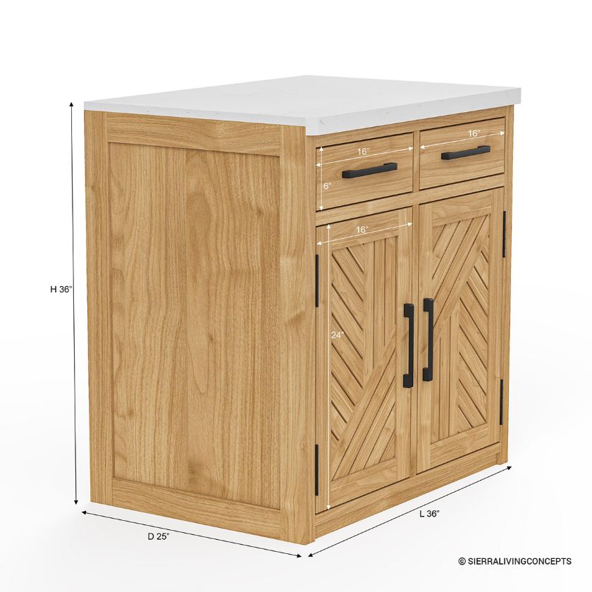 Matapedia Modular Outdoor Kitchen Storage Cabinet with Drawers Dimension Image