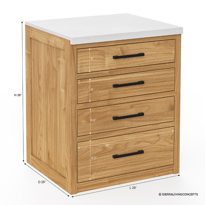 Matapedia 4-Drawer Outdoor Kitchen Cabinet Dimension Image