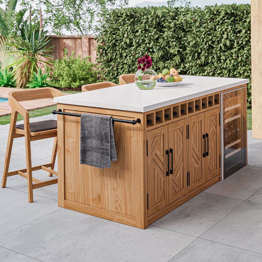 Picture of Matapedia Teak Outdoor Kitchen Island With Seating