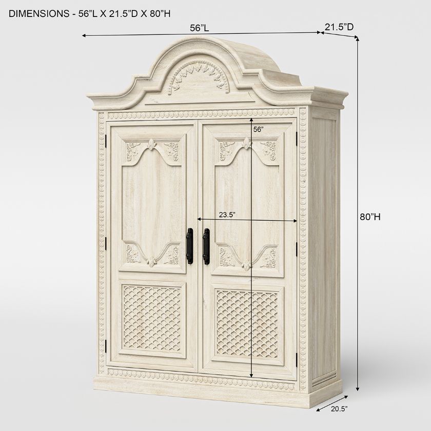 Pittsburg Large Solid Wood French Provincial Armoire Wardrobe Size Image