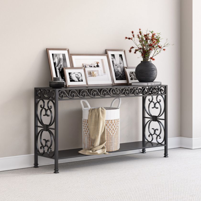Picture of Appenzell Vintage Wrought Iron Black Console Table