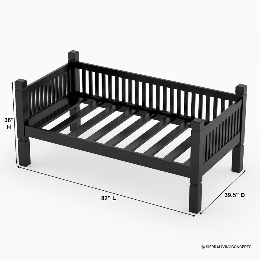 Montreux Black Twin Daybed Dimension Image