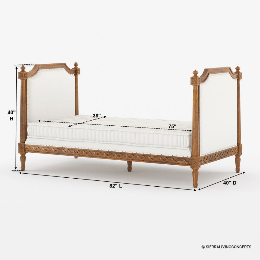 Menifee Vintage French Upholstered Daybed Dimension Image