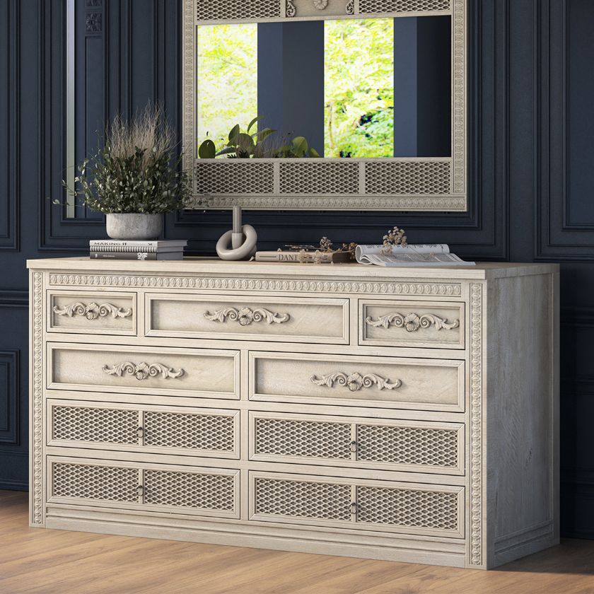 Picture of Pittsburg Carved Solid Wood 9 Drawer Dresser