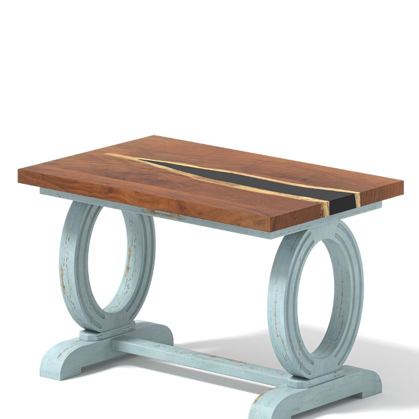 Eden Blue Solid Wood Home Office Executive Desk Size Image