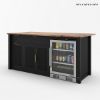 Picture of Bryan Fluted Farmhouse Black Kitchen Island with Mini Fridge Space