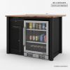 Picture of Bryan Fluted Farmhouse Black Kitchen Island with Mini Fridge Space