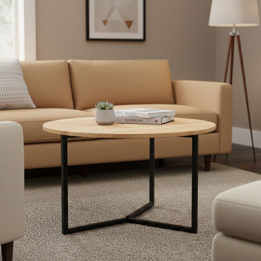 Picture of Banff Industrial Solid Wood Round Coffee Table