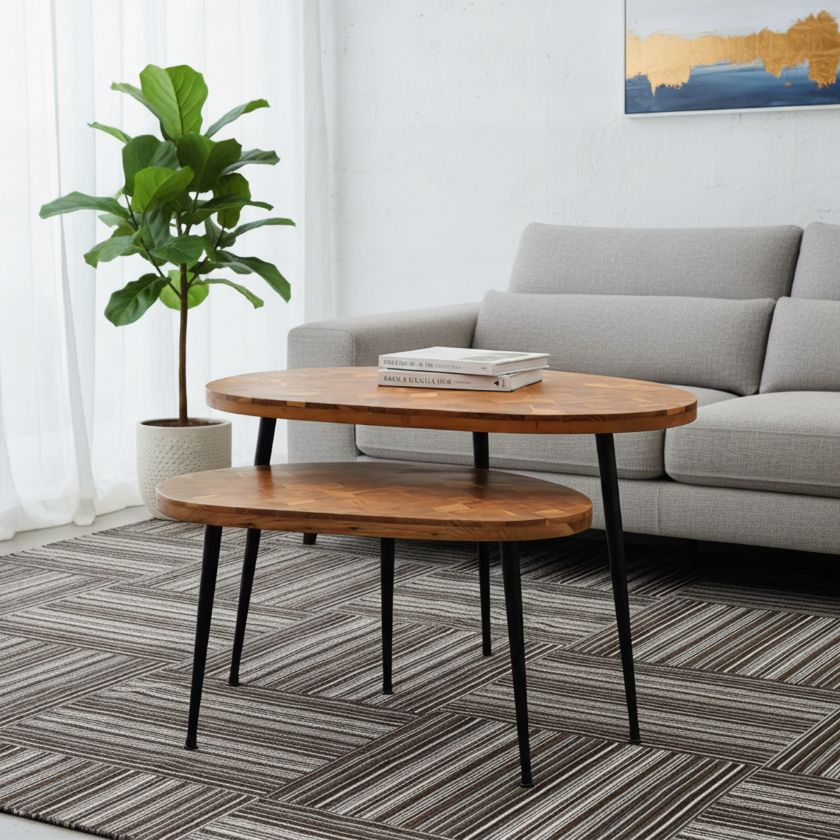 Picture of Fraser Mid Century Modern Curved Top Nesting Coffee Table