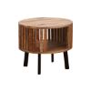 Picture of Abbotsford Slatted Pattern Rustic Round End Table with Storage
