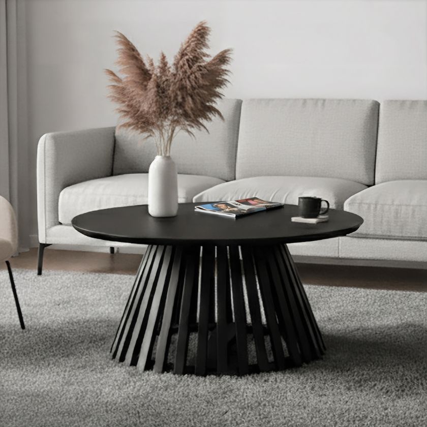 Picture of Cumberland Black Slatted Round Pedestal Coffee Table