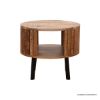 Picture of Abbotsford Slatted Pattern Rustic Round End Table with Storage