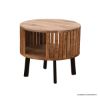 Picture of Abbotsford Slatted Pattern Rustic Round End Table with Storage
