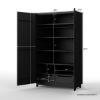 Picture of Macklin Solid Wood Armoire Wardrobe with Shelves