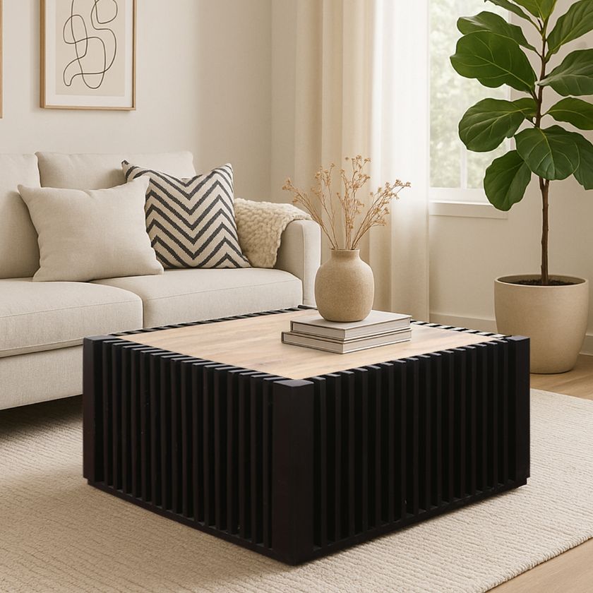 Picture of Drummondville Black Slatted Large Square Coffee Table