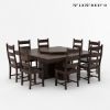 Picture of Modern Pioneer Solid Wood Lazy Susan Pedestal Dining Table Set